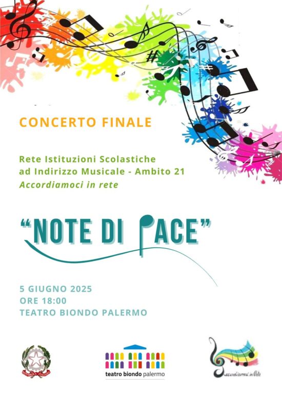 Concerto “Note di Pace” a cura delle Istituzioni Scolastiche a Indirizzo Musicale dell’Ambito 21