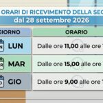 Orario di ricevimento al pubblico degli uffici di segreteria